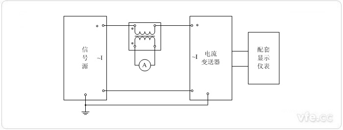 數字輸出電流變送器校準接線圖(電流互感器擴展標準表量程) 數字輸出電流變送器校準接線圖(電流互感器擴展標準表量程)
